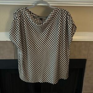 Houndstooth Short Sleeve Blouse Ann Taylor Factory XL